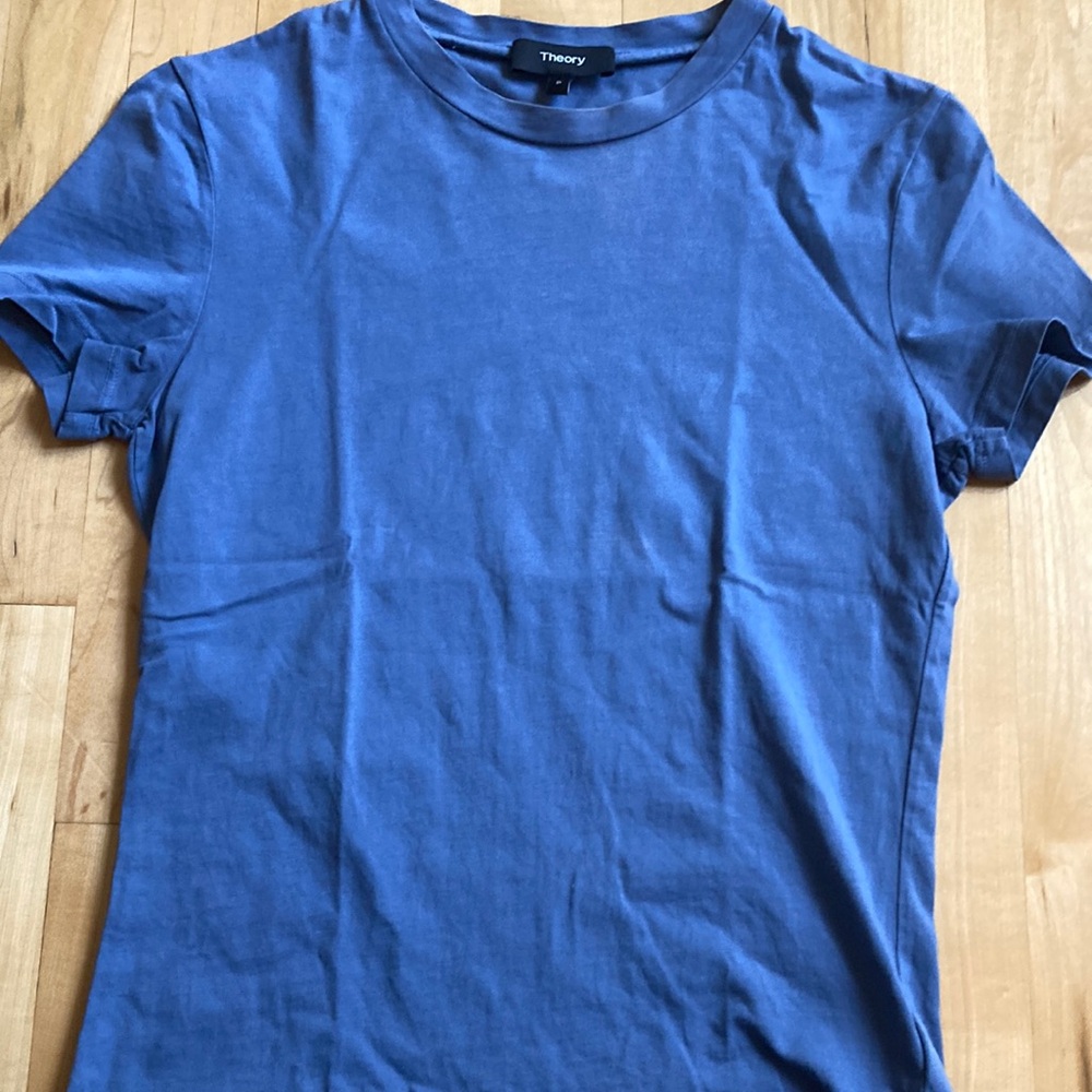 Theory Light Blue Fitted Short Sleeve T-Shirt